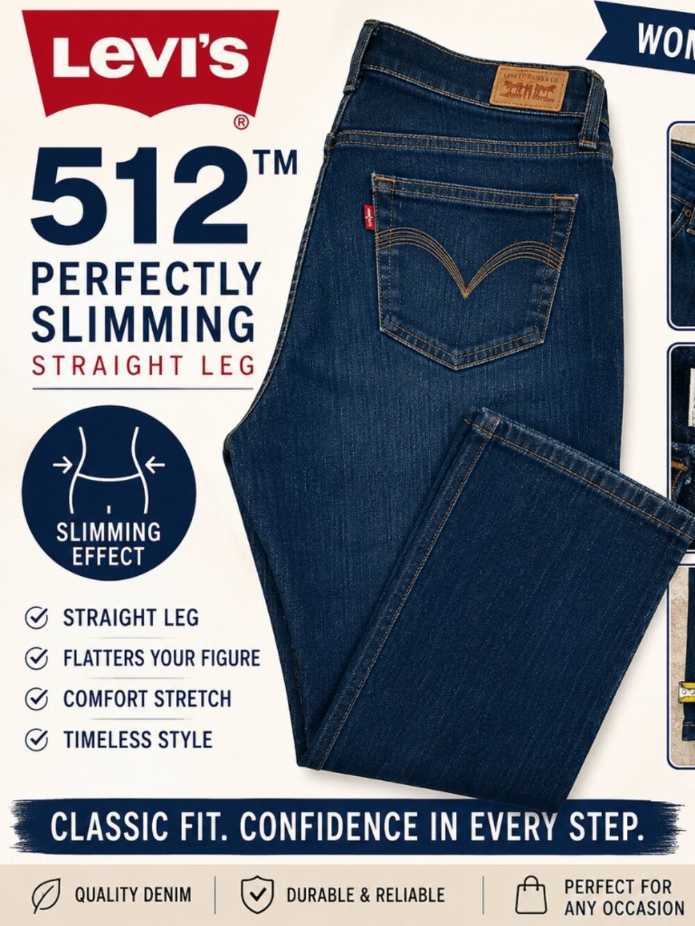 Levi's 512™ Perfectly Slimming Straight Leg Women's Jeans – Size 4 - Picture 3 of 9